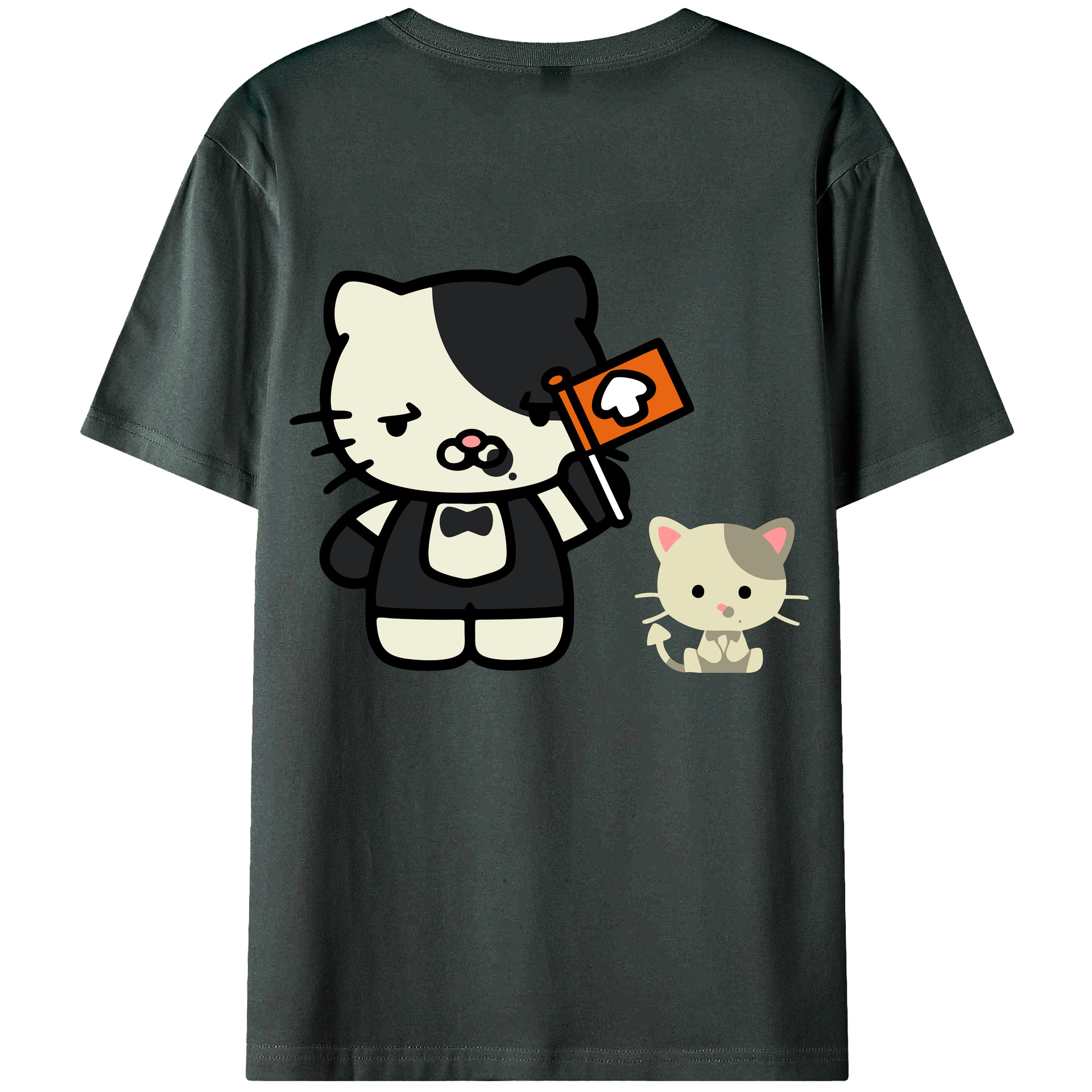 （画像用） Hello Kitty ハローキティ 綿100％ メンズ半袖Tシャツ（バックプリント） 通気性